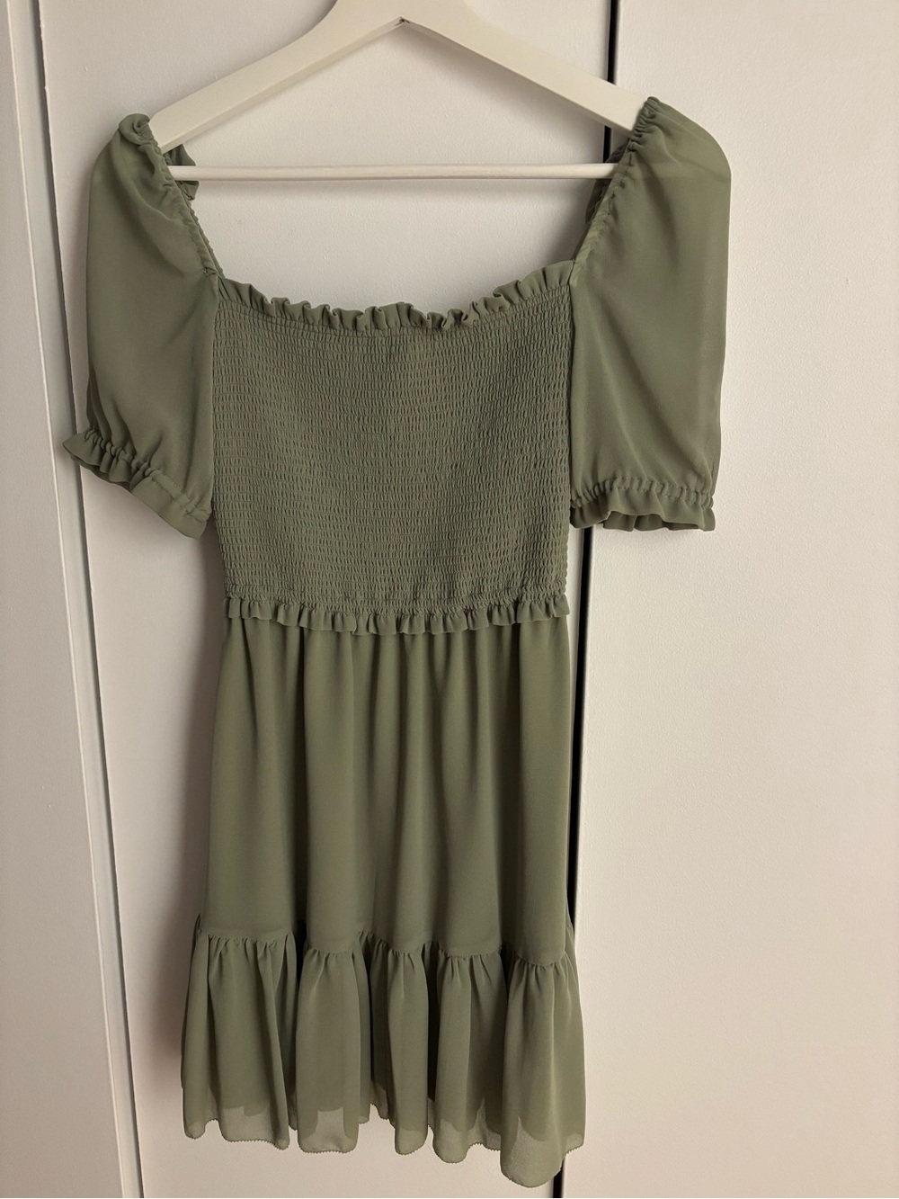 Wilfred Sage Green Smocked Ruffle Top